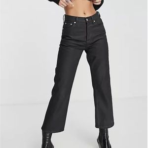 Topshop Dree Coated Black Jeans